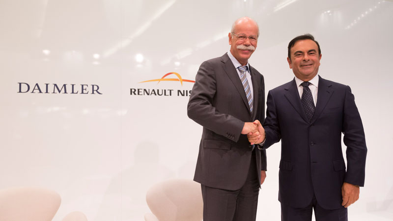 Daimler's Dieter Zetsche and Carlos Ghosn, Chief Executive of Renault and Nissan, at the 2013 IAA