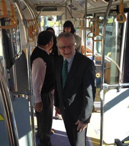 Máximo Pacheco on board the pure electric BYD k9