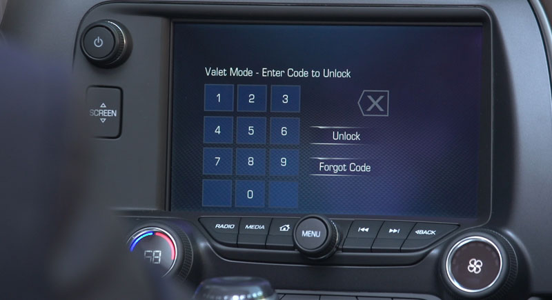 Chevrolet Corvette Valet Mode
