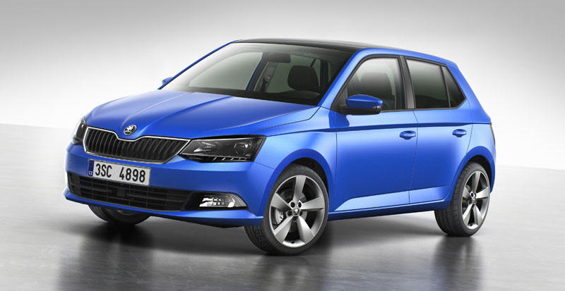 New ŠKODA Fabia. The new ŠKODA Fabia is flatter and wider than before, giving it a fuller stance on the road. It also has sharp edges, clear lines and features crystalline design elements.