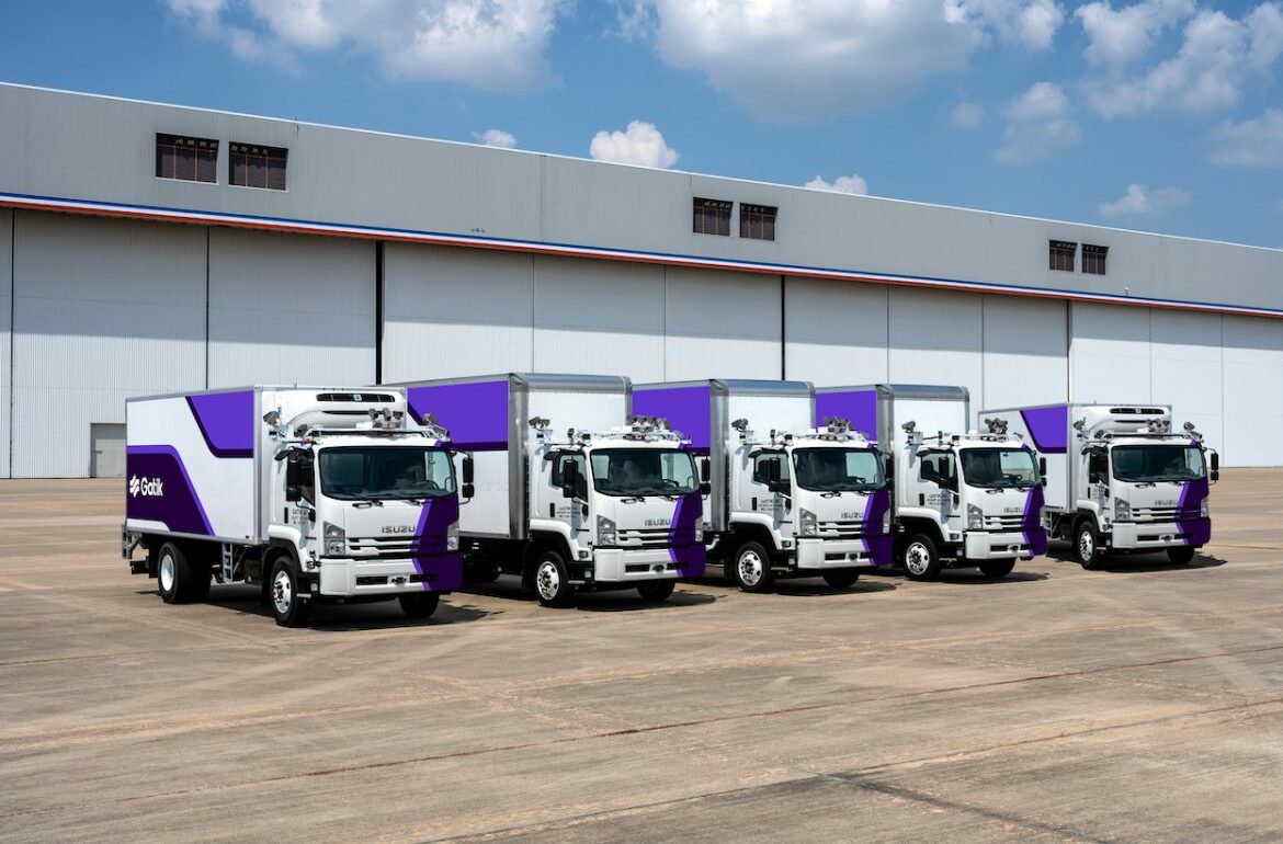 A row of trucks
